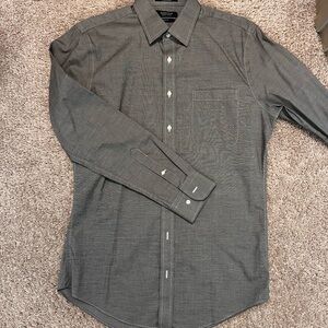2 Button-Down Dress Shirts: Charcoal & Beige / Cream